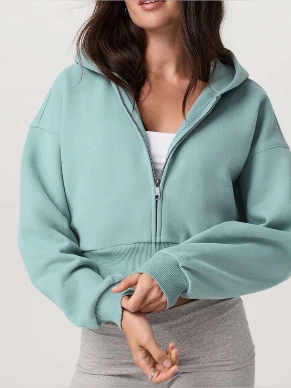 Vuori Restore Mini Full Zip Hoodie Light Blue Green Size XS